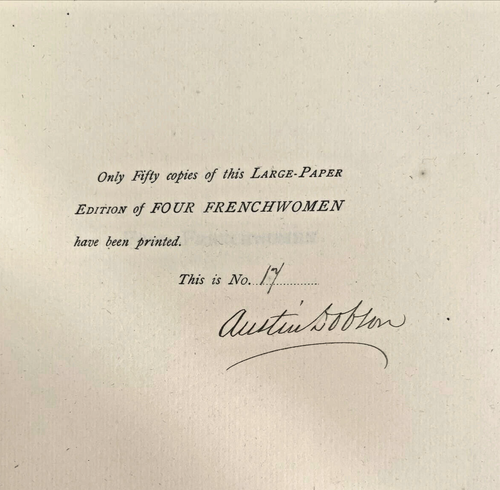 Austin Dobson, Four Frenchwomen, 1890 Signed Number Limited History Women France - Picture 3 of 19