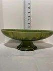VINTAGE HAEGER POTTERY 12" OVAL GREEN GLAZED PEDESTAL BOWL / PLANTER - 3003