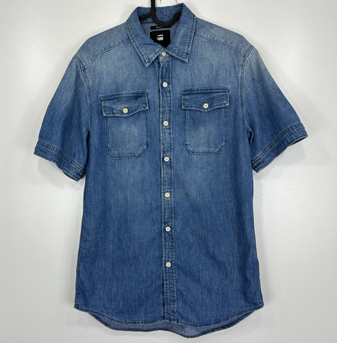 G-Star Denim Shirt Mens Small Blue Slim Cowboy Western Jean Pockets Y2K Vintage - Picture 4 of 8