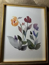 Gayane "A Floral Scene" Watercolor Painting #2 - Signed And Framed