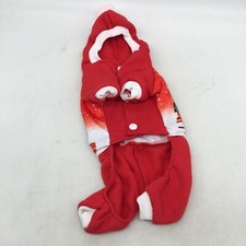 Dog Winter Merry Christmas Print Warm Red Hoodie Dress Clothes Size 10X6