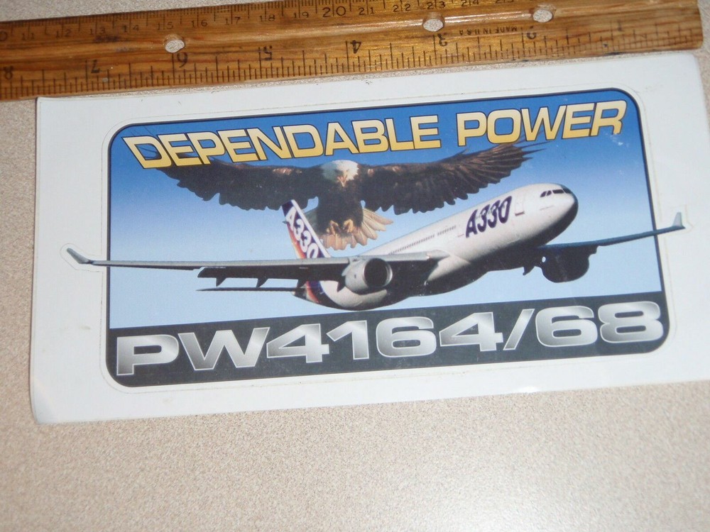 U S AIRFORCE A300 PW4164/68 DEPENDABLE POWER  AIRFORCE NAVY STICKER