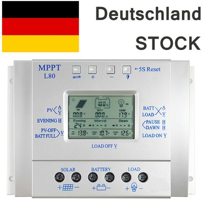 10A 20A 30A 60A 80A MPPT Solar Panel Laderegler Solarregler 12V/24V Auto Switch