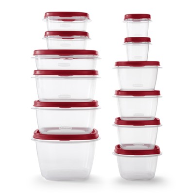 Rubbermaid EasyFindLids 24 Piece Food Storage Containers Variety Set, Red NO BPA