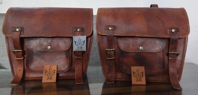 Motorcycle Saddlebags 1Pair Brown Leather Pouch Panniers Design By JMB 26X33 CM