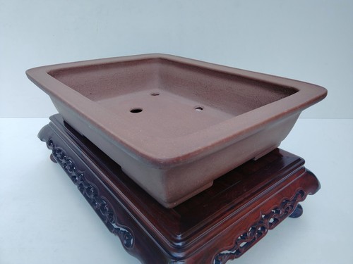 Vaso per bonsai Tokoname IKKOUDO rettangolare non smaltato larghezza 50 cm / ... - Foto 3 di 20