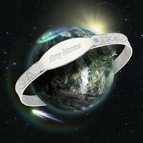 Bracciale Bambini PERSONALIZZATO Mix-Font Argento Blu Zirconia Scatola Blu Regalo Battesimo - Foto 3 di 13