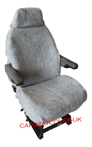 For FIAT DUCATO LUXURY MOTORHOME SEAT COVERS FAUX SHEEPSKIN PAIR - GREY - Picture 2 of 2