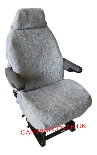 For PEUGEOT BOXER LUXURY MOTORHOME SEAT COVERS FAUX SHEEPSKIN PAIR - GREY - Afbeelding 1 van 2