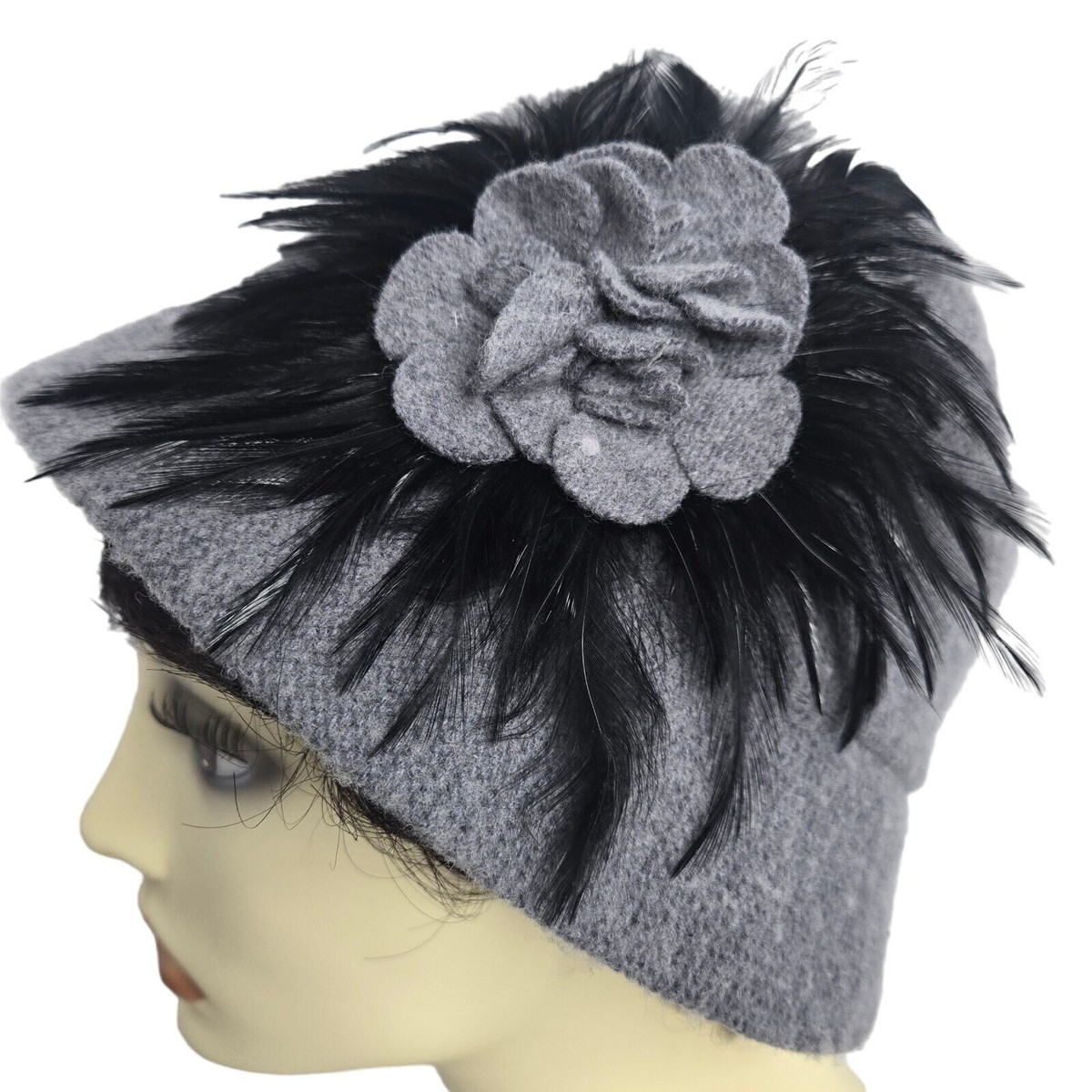 Women\'s 100% Wool Cloche August Of New York Designer Hat with Feathers. sur la tete | Chloe Wool Felt Cloche Hat – Village Hat Shop main image 3