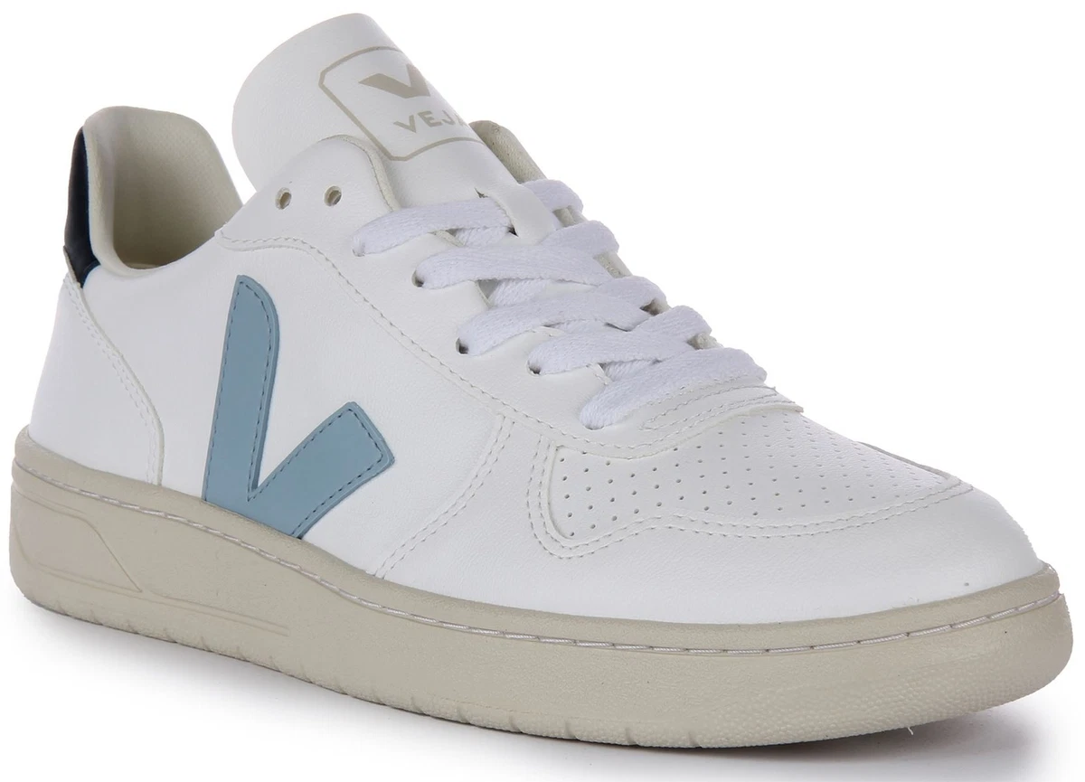 Veja V 10 Cwl In Lace up Sneaker Smart Shoes White Blue Mens Size