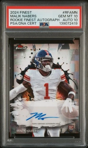 2024 Topps Finest - Rookie Finest Autographs Malik Nabers PSA 10/AUTO 10