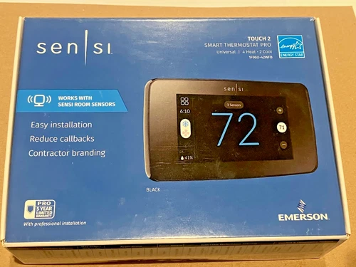 Emerson Sensi Touch 2 Wi-Fi Smart Thermostat Pro Touchscreen Black 1F96U-42WFB