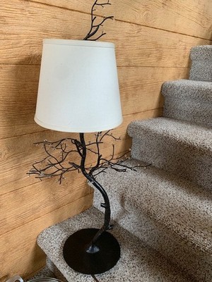 32'' rustic style metal Table Lamp Branch Tree w Beads Shade