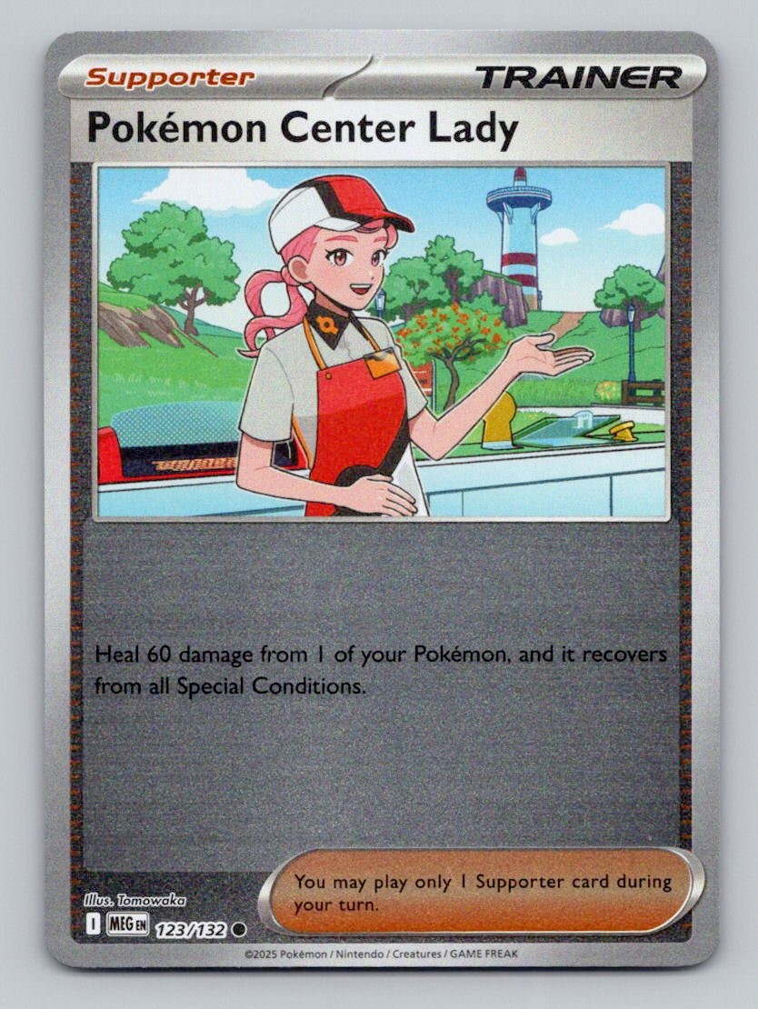 Pokemon Center Lady 123/132 Common Mega Evolution Pokemon Reverse Holo Near Mint