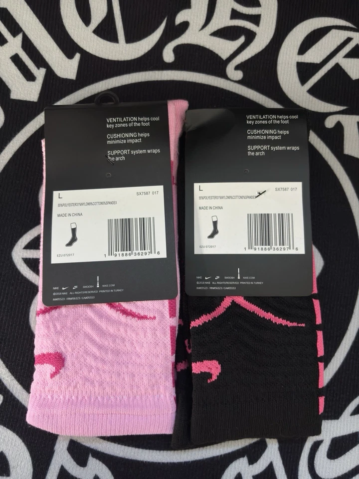 Pink Breast Cancer Kay Yow Original Nike Elite Socks Basketball Crew Sz Large🏀 - Image 2 of 4