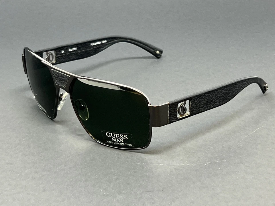 Очки солнцезащитные Guess GU6608P-GUN2 темно-серые мужские 60 мм квадратные поляризованные зеленые линзы - Изображение 2 из 4