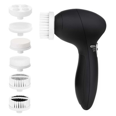 Facial Cleansing Brush Face Scrubber: CLSEVXY Electric 6 in 1, Black