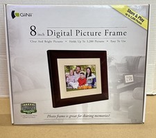 GiiNii 8" Digital LCD Picture Frame Stand Brown Holds Up To 3200 Pics NEW in Box