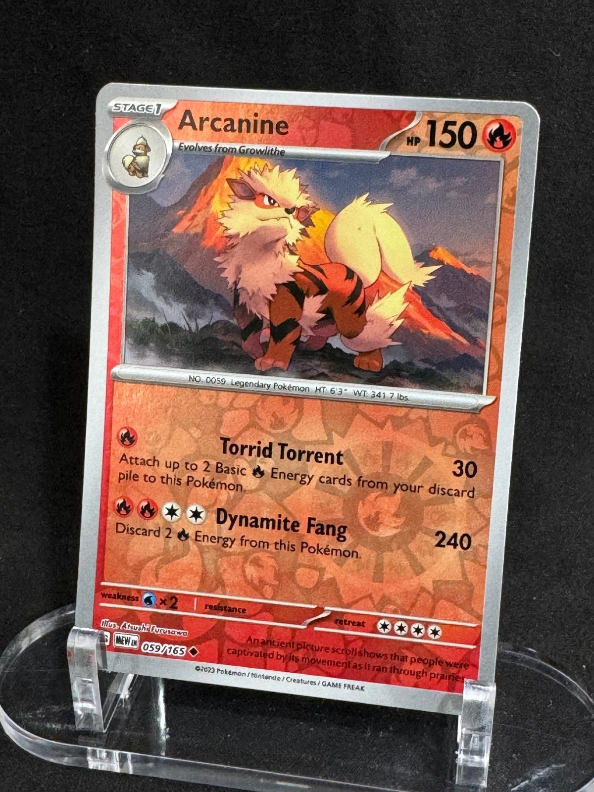 Arcanine 059/165 Uncommon 151 Pokemon Reverse Holo Near Mint