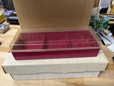 Vintage Red Cassette Tape Storage Case Plastic Organizer Holds 15 Cassettes