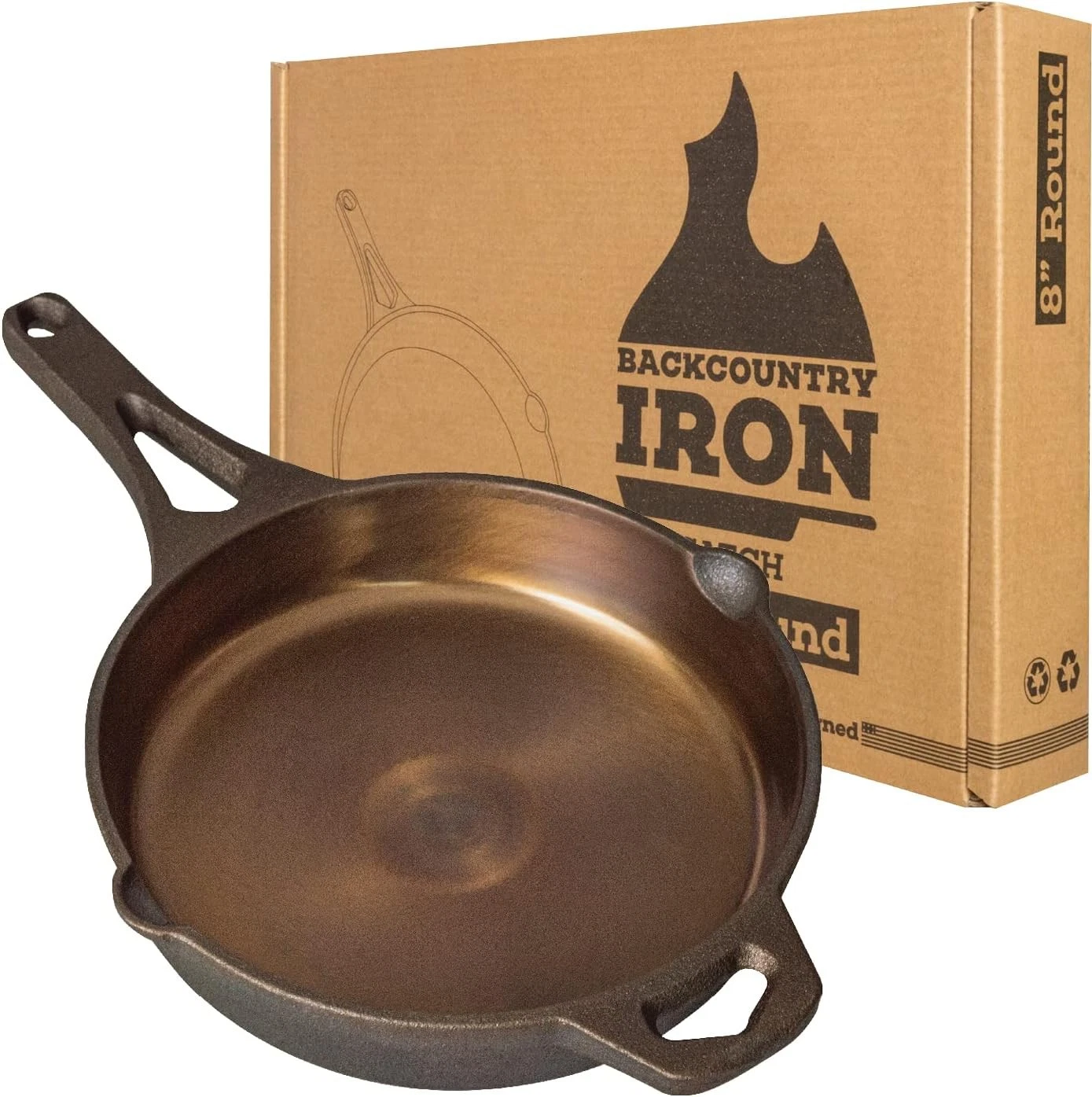 Backcountry Iron 8 Inch Smooth Wasatch Pre-Seasoned Round Cast 8 Inch, Bronze