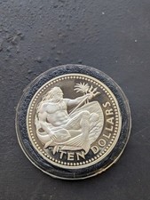 Proof 1974 Barbados Ten Dollars .925 Silver Coin