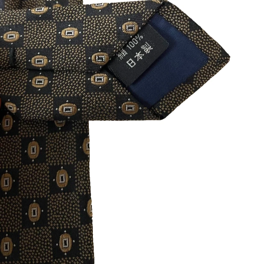 Kansai Yamamoto Homme Seidenkrawatte Gold & Schwarz Geometrisches... - Bild 3 von 4