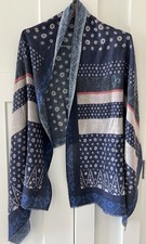 Prana Lucy Scarf or Wrap Blue Multi, Lightweight Wool Blend Women  s 70  x 25  .