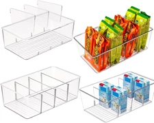 Clear Plastic Storage Bins for Fridge and Pantry Organization, Kitchen Cabinet O