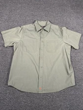 Jesse James West Coast Choppers Mens Large Green Button Up Workwear Short Sleeve