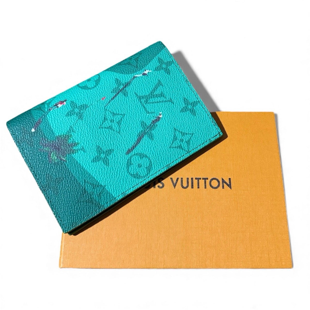 Louis Vuitton Turquoise Leather Passport Holder with Sleeves Included