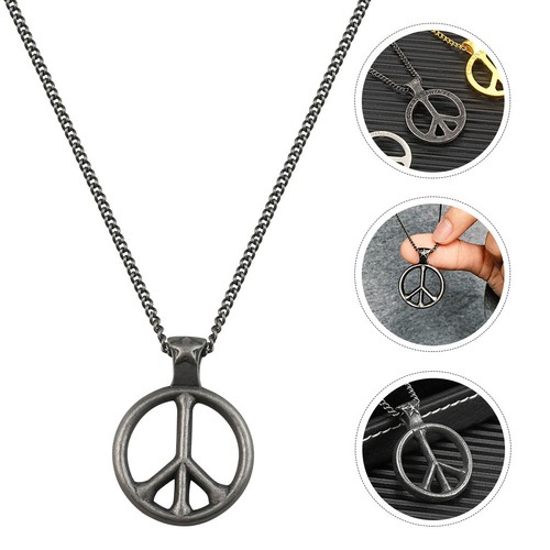 Peace-Zeichen-Halskette Liebhaber Mann Peace-Zeichen-Schmuck Geschenk - Picture 2 of 12
