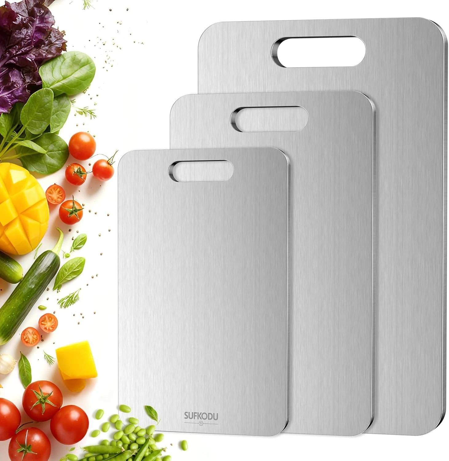 Titanium Cutting Board Set Double Sided Non Toxic Dishwasher Safe