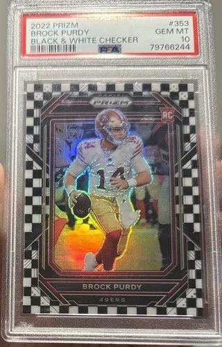 2022 Panini Prizm Brock Purdy Rookie #353 Black & White Checker Prizm PSA 10 💎