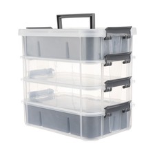 4 Tier Craft Organizer Storage Box 10 Qt Grey