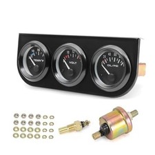 3-in-1 Triple Gauge Kit - Oil Pressure, Voltage Water Temperature Black