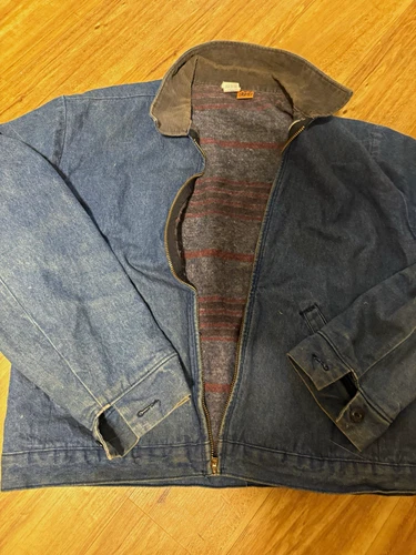 Big Ben Men's 46 Blue Denim Full Zip Lined Work Jacket Made in USA - product listing photo