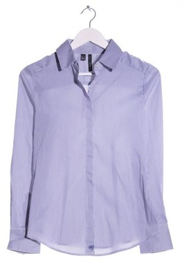 MANGO BASICS Langarmhemd Damen Hemd Gr. DE 36 weiß-lila Business-Look