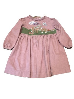mini boden pink dress Mini Boden Sz 3-4 Dress Dusty Pink Corduroy Appliqued Ponies Fully Lined