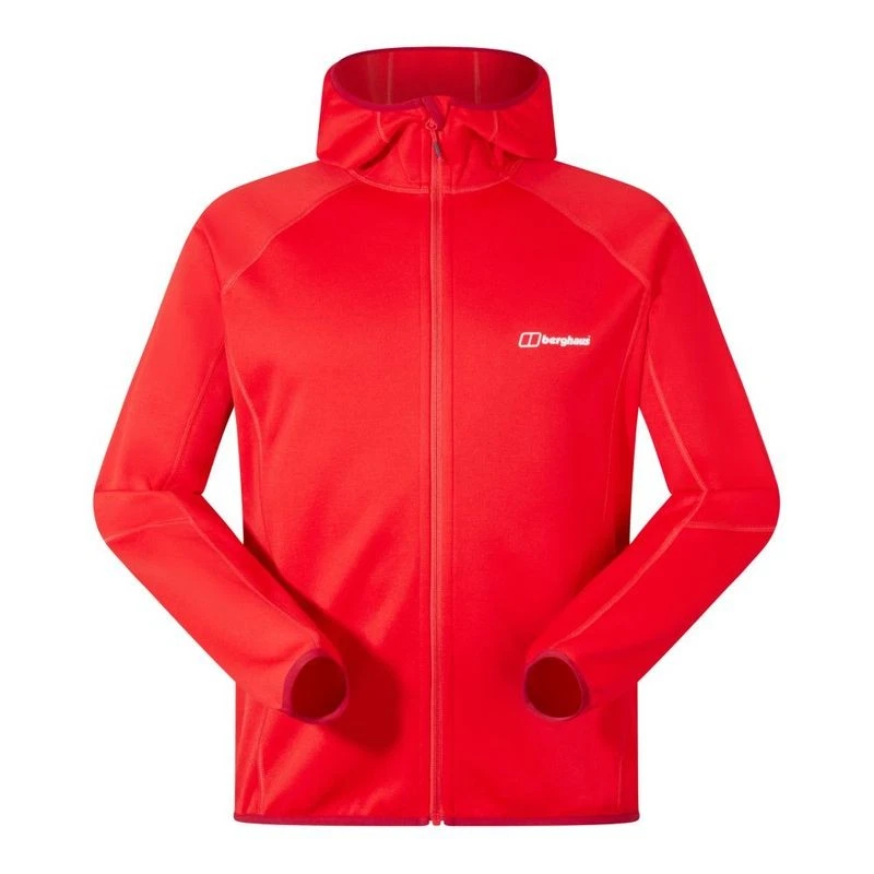 Berghaus Mens Abbeystead FZ Hooded Fleece Jacket Red Outdoor Hiking Coat