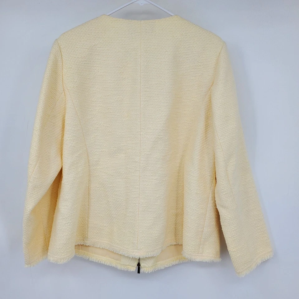 NUEVO CON ETIQUETAS Chaqueta Blazer Lafayette 148 Natillas Cremallera Bolsillo Tweed 14W Dinero Antiguo Lujo Foto 4 de 4