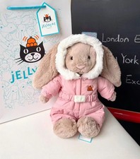 Jellycat Bashful Bunny Snow Suit Plush Toy Tags + Bag Beige Bunny Doll Gifts