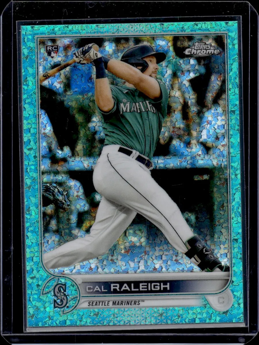 2022 Topps Chrome Cal Raleigh Aqua Speckle RC 142/199