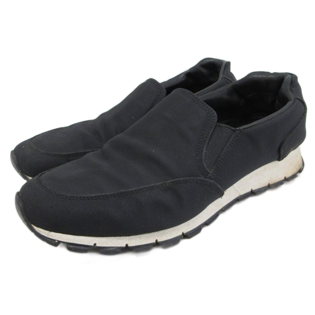 Prada Sneakers Mens SlipOn LowCut Nylon Black 26cm Used AB
