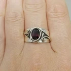 Vintage Sterling Silver Dark Red Oval Cut Rhinestone Ring Oval Size 7 Band 925