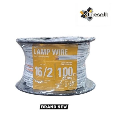 Southwire 55682102 100 ft. 16/2 White Stranded CU SPT-2 Lamp Wire