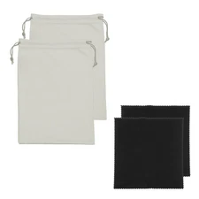 Ski Goggle Bag, Microfiber Bag with Cleaning Cloth 2 Pcs Gray