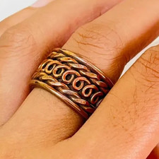 Solid Pure Copper Minimalist Healing Ring, Handmade, Unisex, Oxidized Band