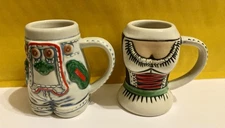 Beautiful Set Gerz Leaderhosen Overalls And Busty Mini Steins